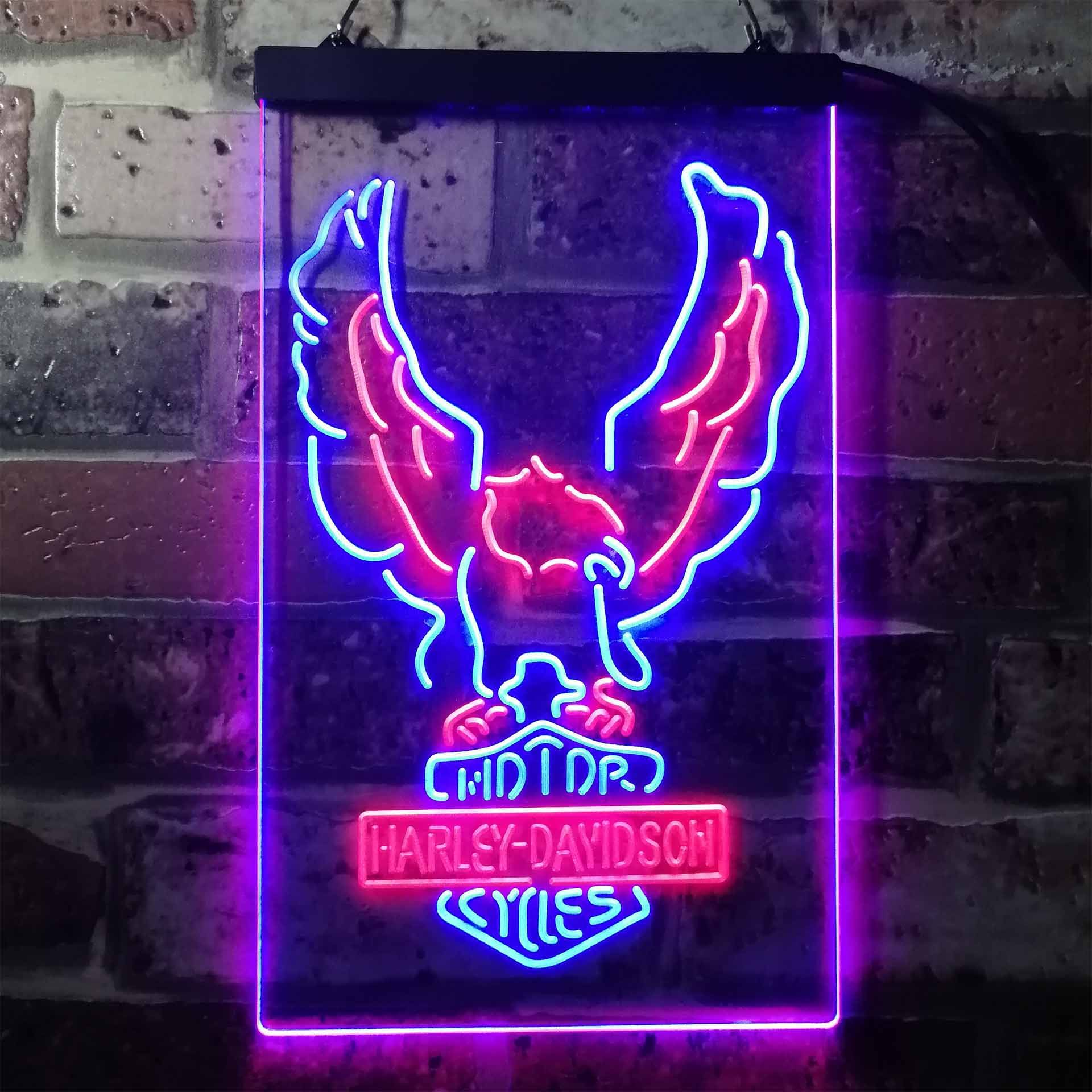 Harley Davidson Up Wing Eagle Dual LED Neon Light Sign